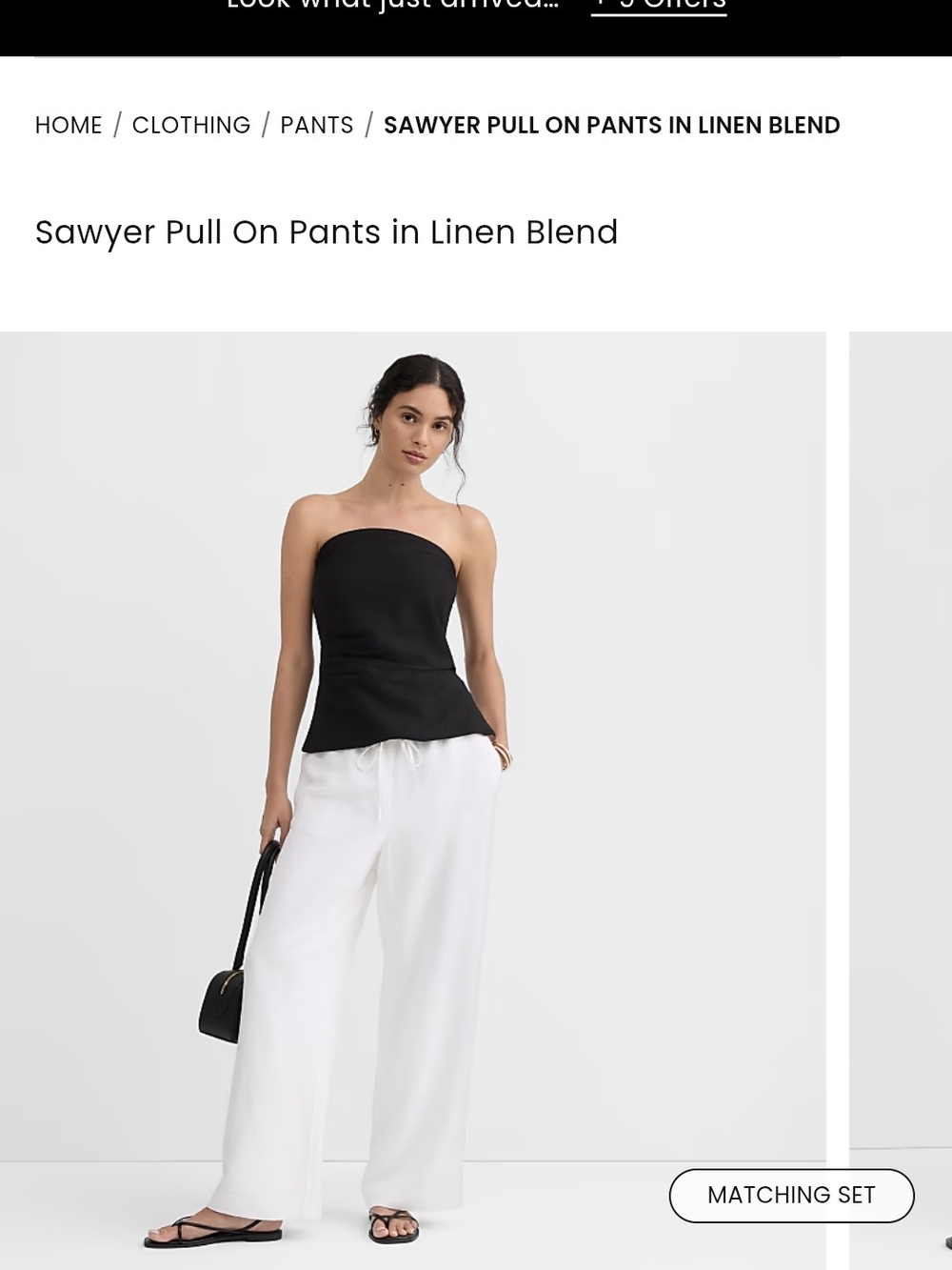 Loft Pull On Linen-Blend Pants in Black Xl